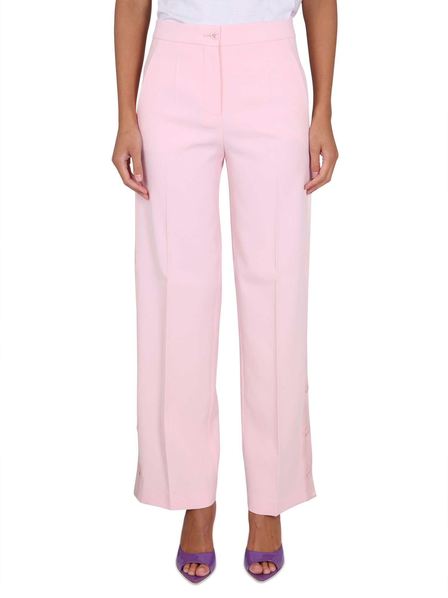 Shop Boutique Moschino Pants With Buttons In Pink