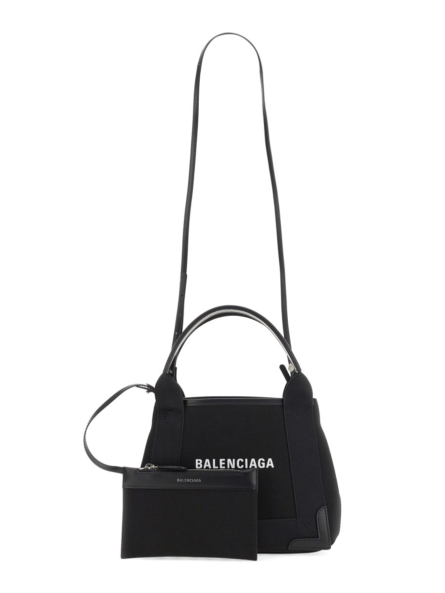 BALENCIAGA BORSA CABAS NAVY XS IN COTONE E PELLE Eleonora Bonucci