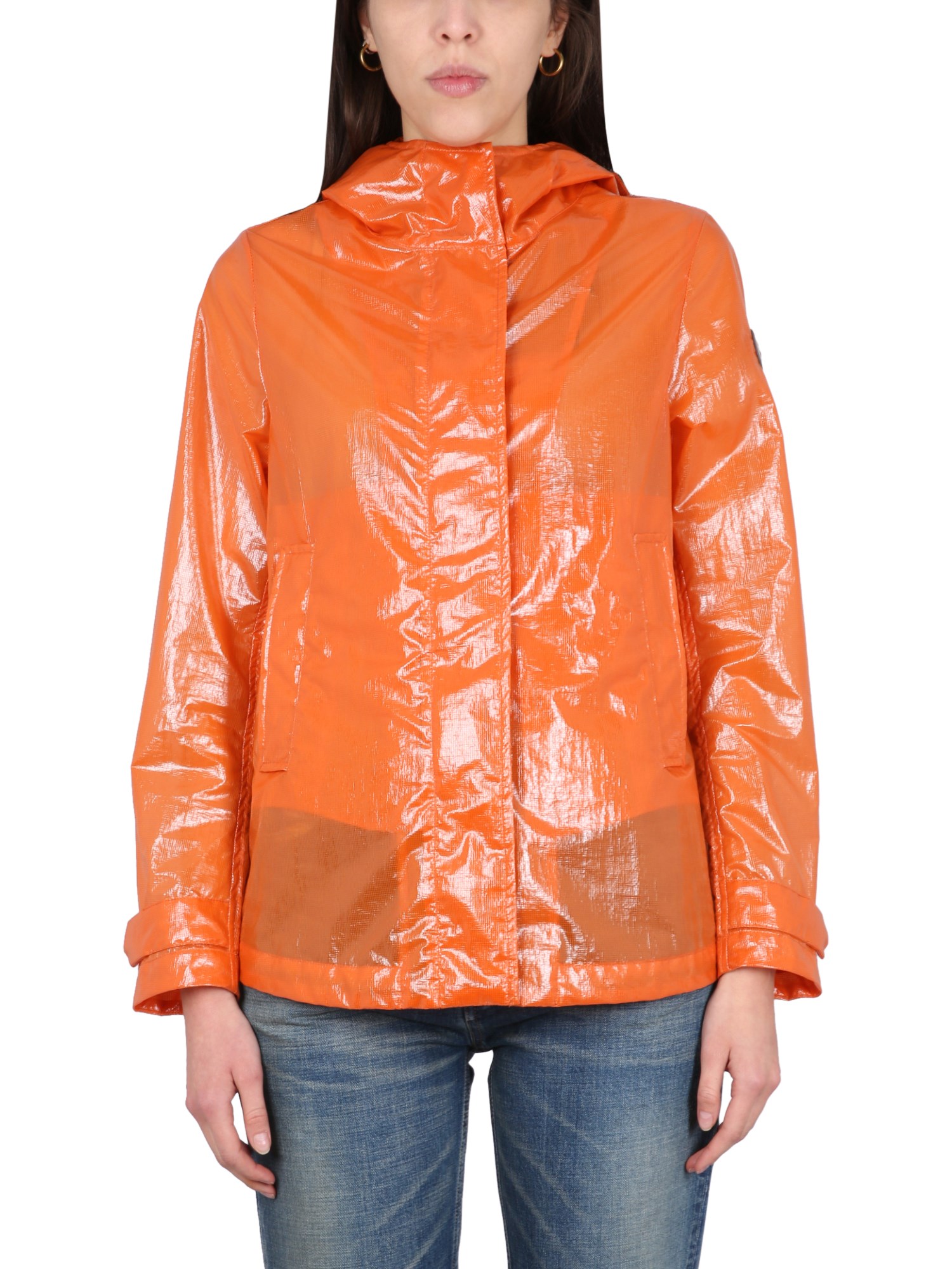 Colmar Originals Glossy Waxed Jacket With High Neck In Orange