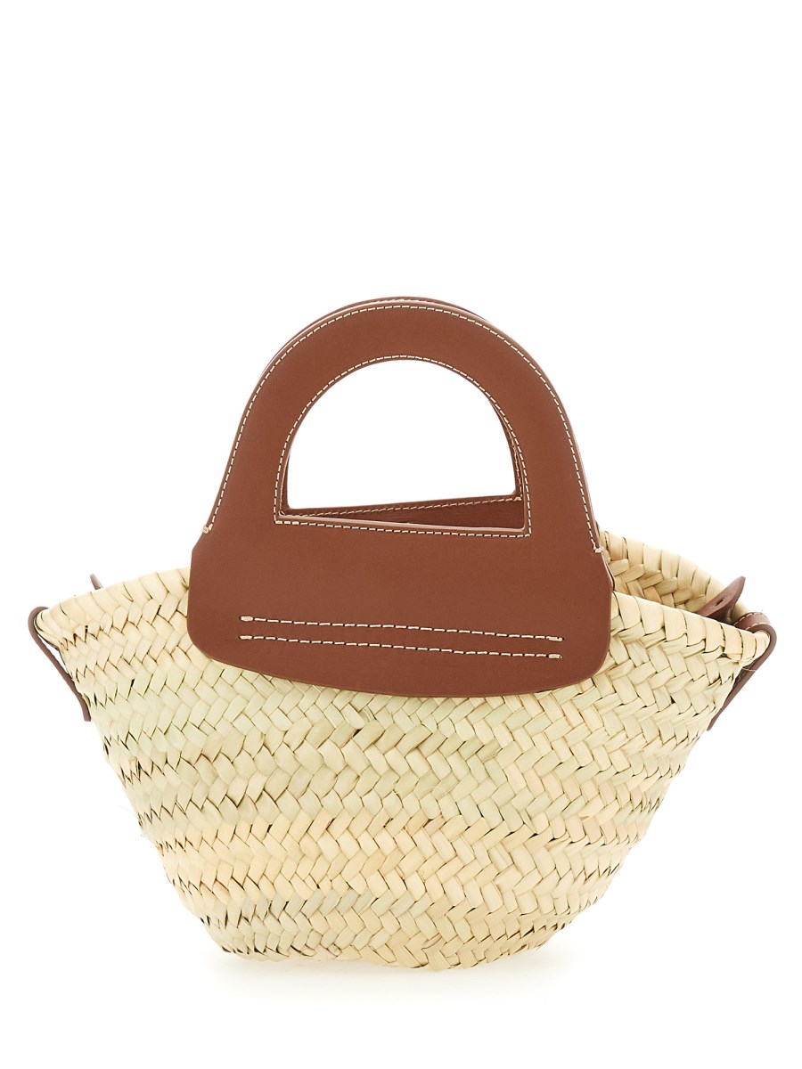 Cabas Mini Leather-Trimmed Straw Tote By Hereu