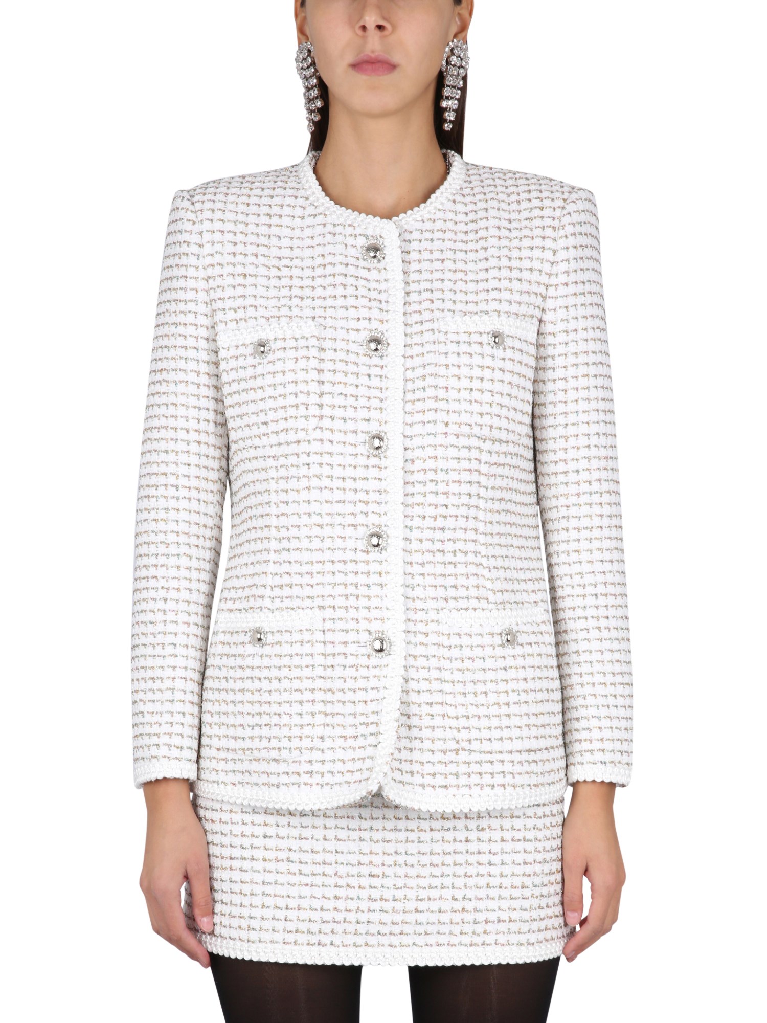 Alessandra Rich Tweed Jacket In White