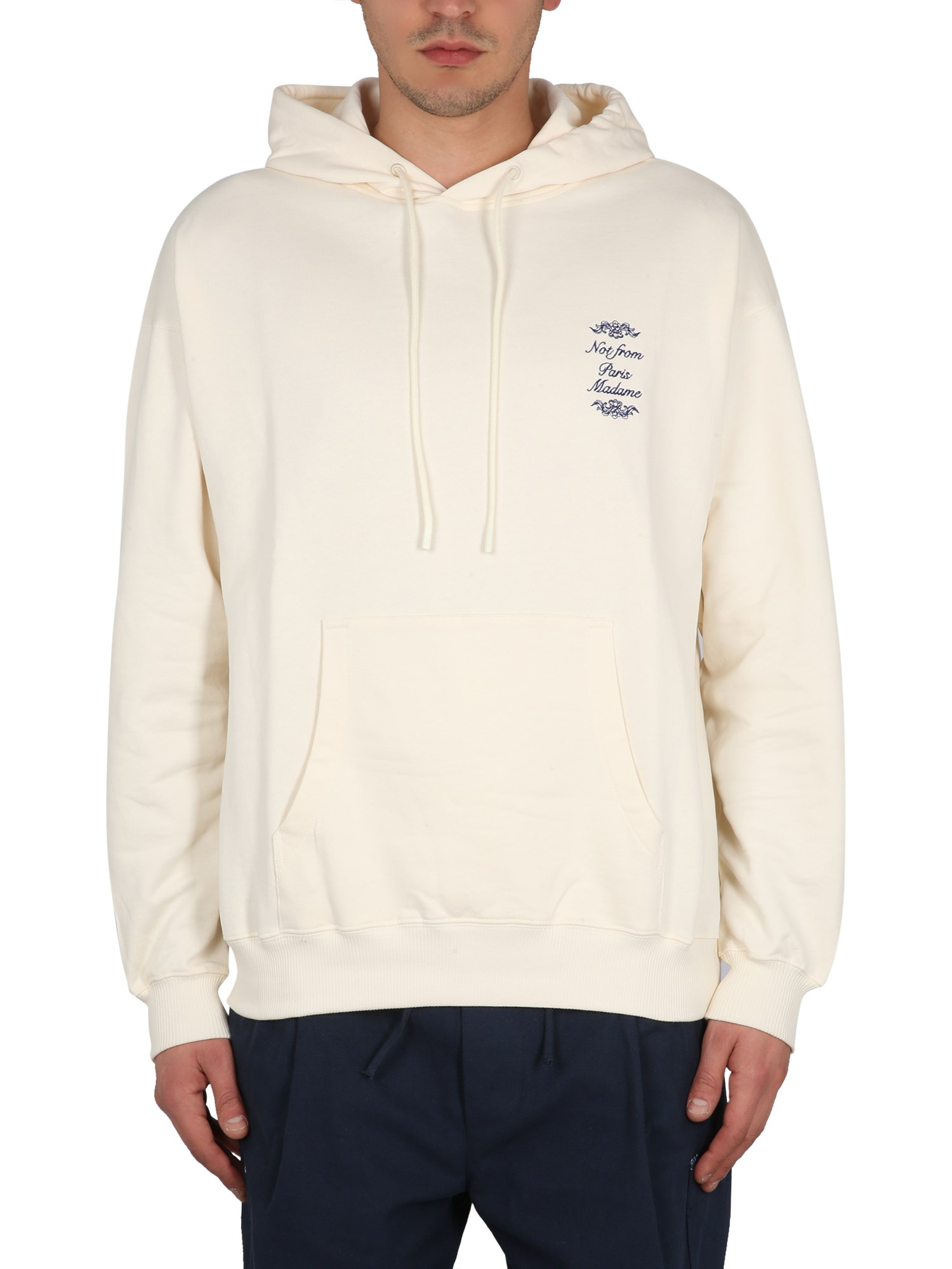 Drôle De Monsieur Beige Hoodie With Front And Rear Logo In Beige