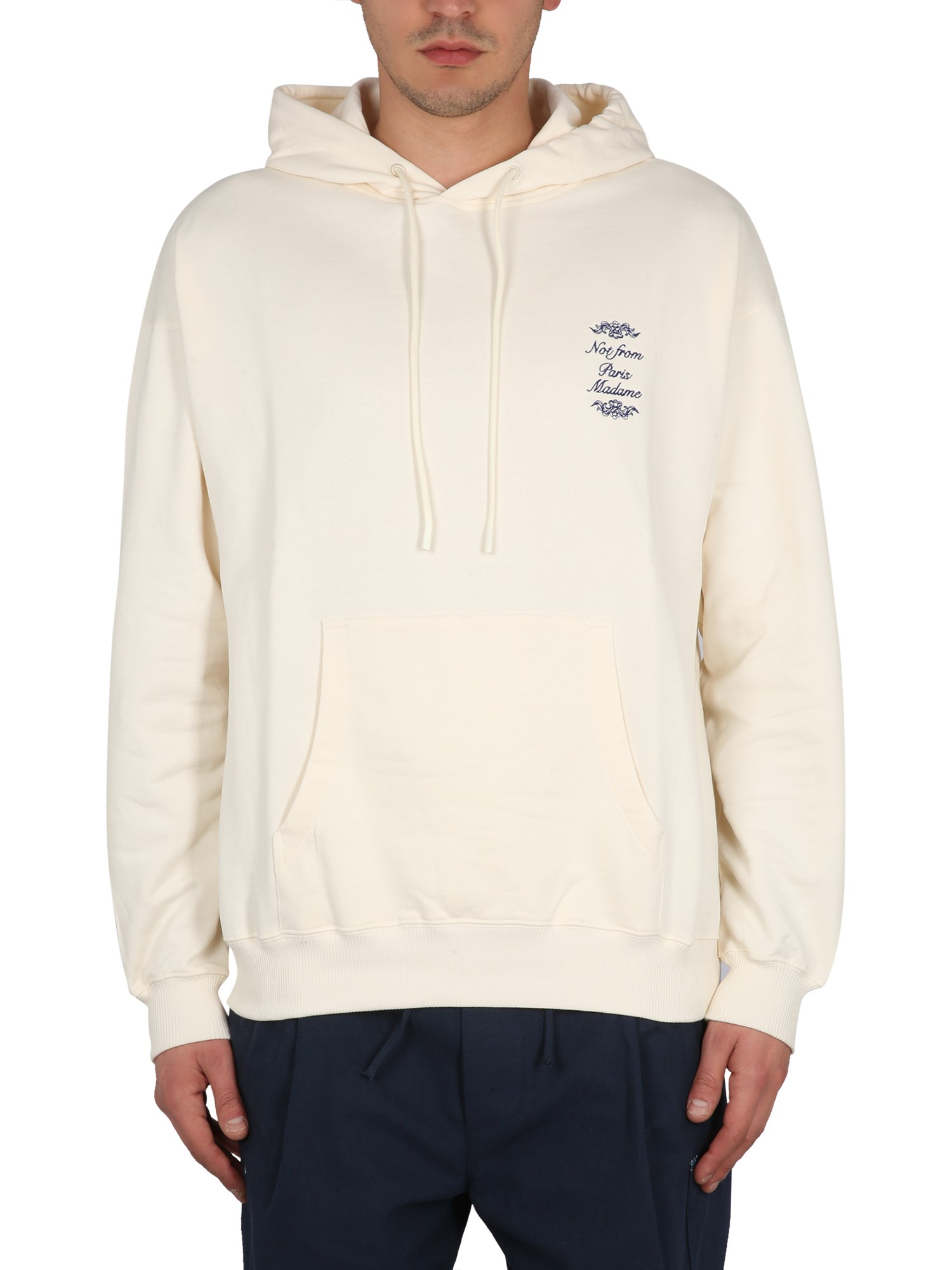 Shop Drôle De Monsieur "not From Paris Madame" Hoodie In Beige