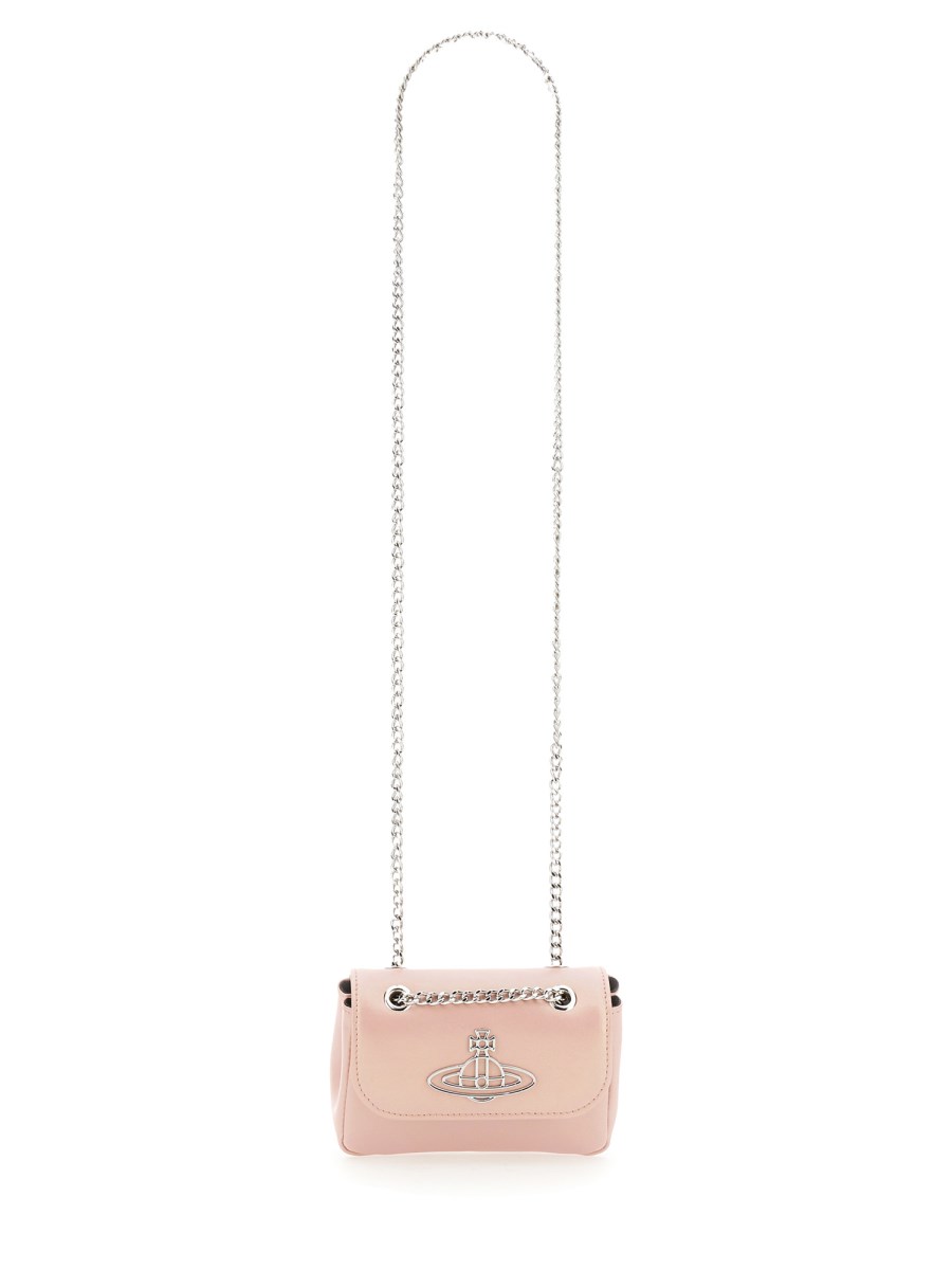 VIVIENNE WESTWOOD - ORB SMALL PEARL LEATHER BAG WITH CHAIN