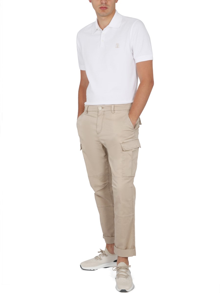 Shop Brunello Cucinelli Embroidered Cotton Piqué Polo Shirt