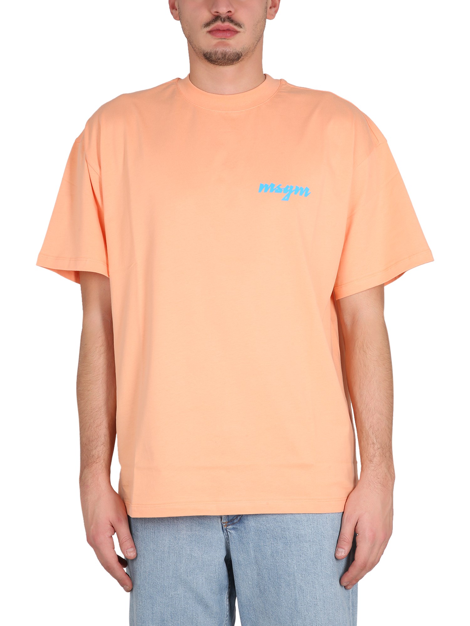 Shop Msgm T-shirt With Print In Orange