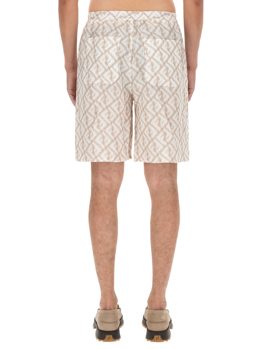 FENDI - COTTON PIQUE BERMUDA SHORTS WITH FLOCKED FF PATTERN - Eleonora  Bonucci