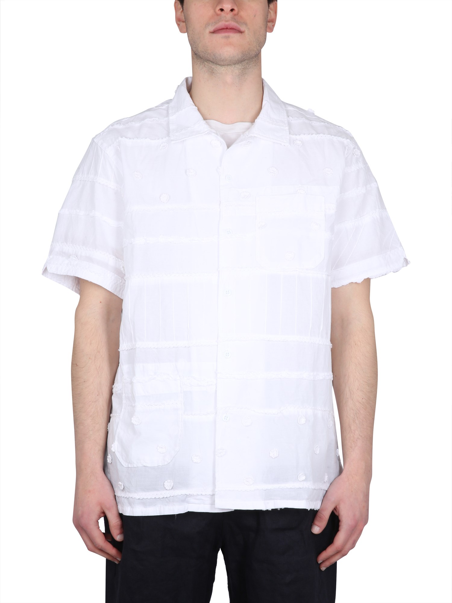 Shop Engineered Garments Shirt With Embroidery In White