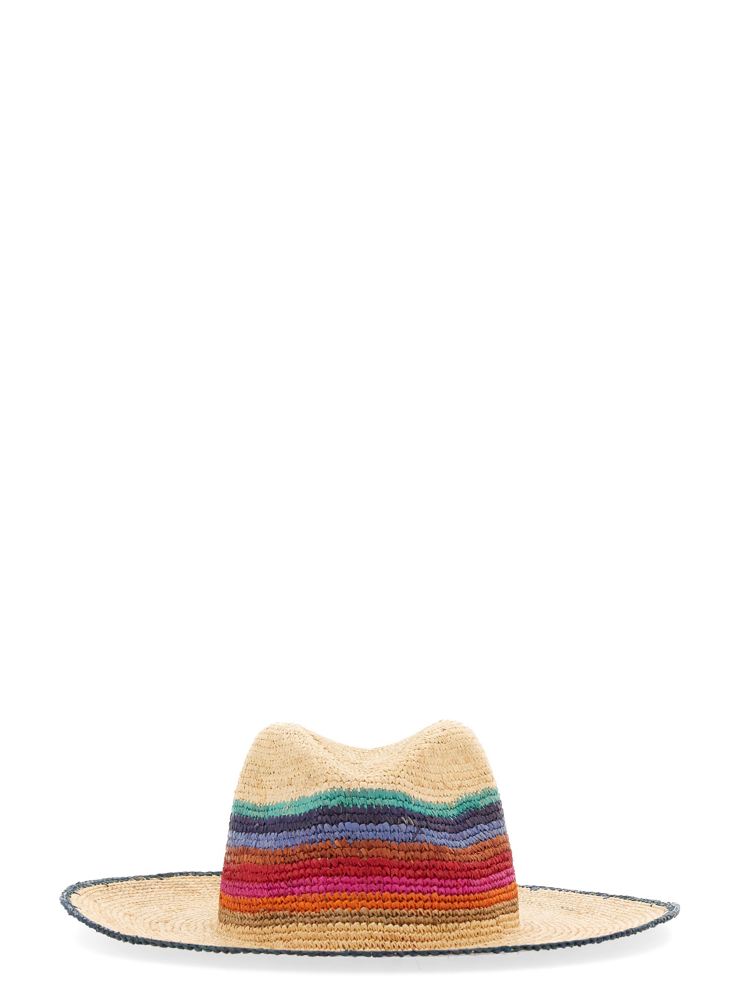 Paul Smith Wide Brim Straw Crochet Hat In Multi
