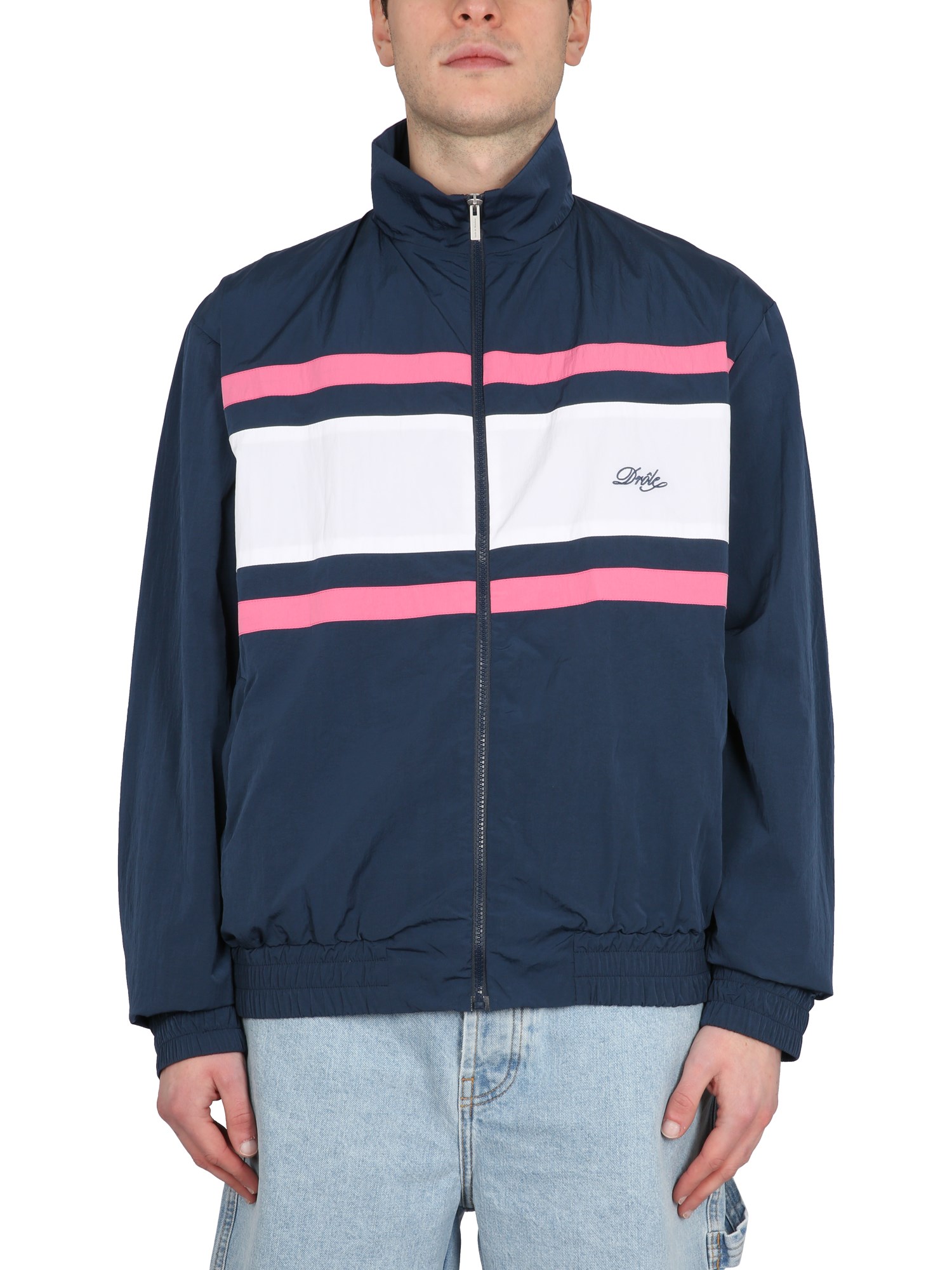 Drôle De Monsieur Jacket With Logo Embroidery In Blue