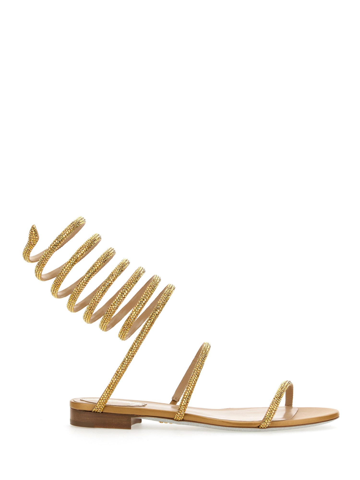 Shop René Caovilla Sandal 105 Cleo In Gold