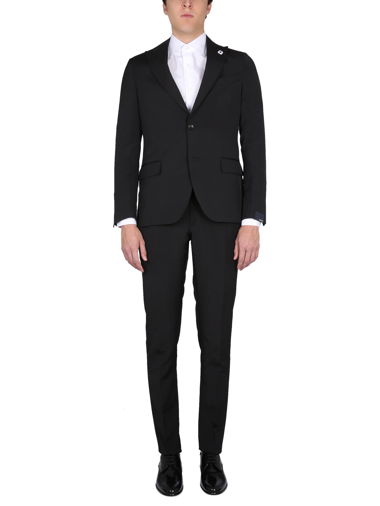 Lardini Tailored Suit Jacket Notch Lapel In Black