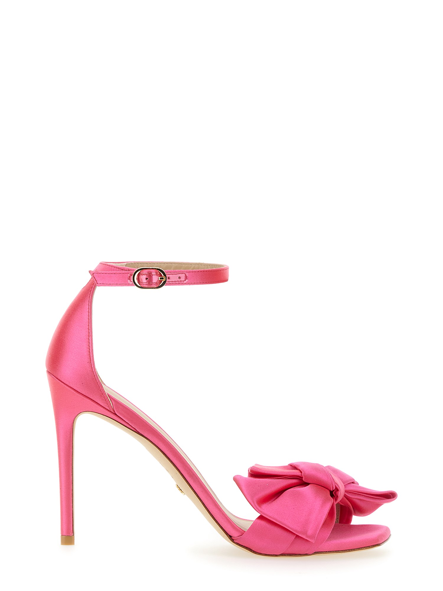 Shop Stuart Weitzman Sandal Nudistcurve Loveknot 100 In Fuchsia