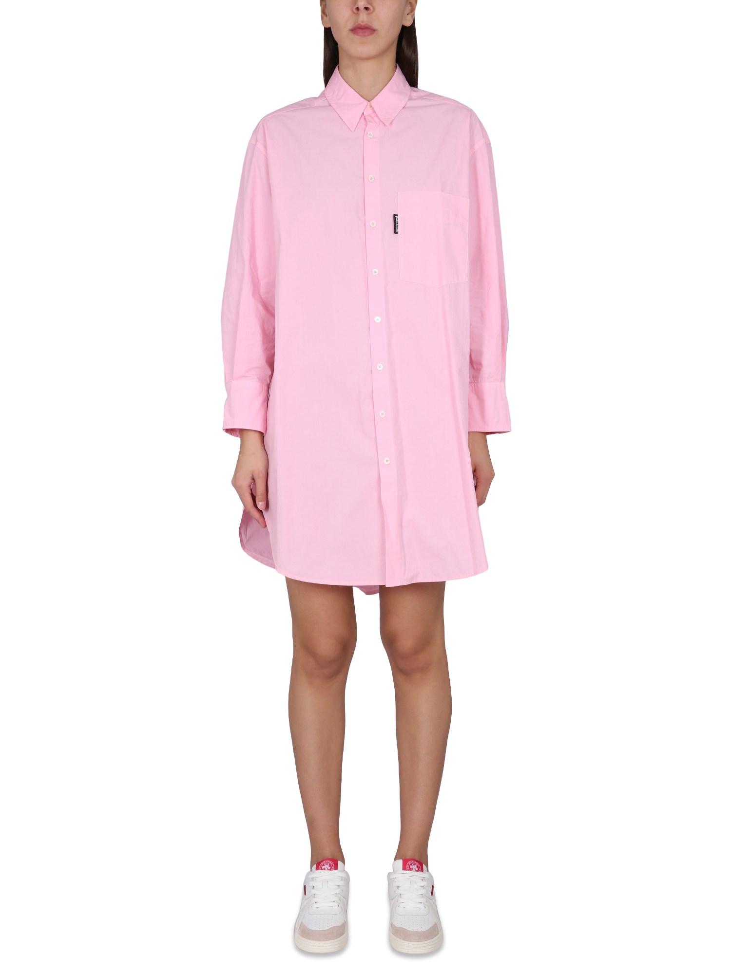 Shop Palm Angels Chemisier Dress With Logo In Pink