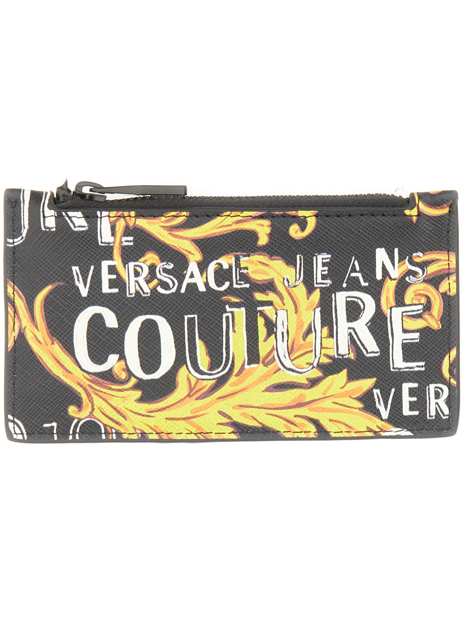 Versace Jeans Couture Card Holder With Logo In Black