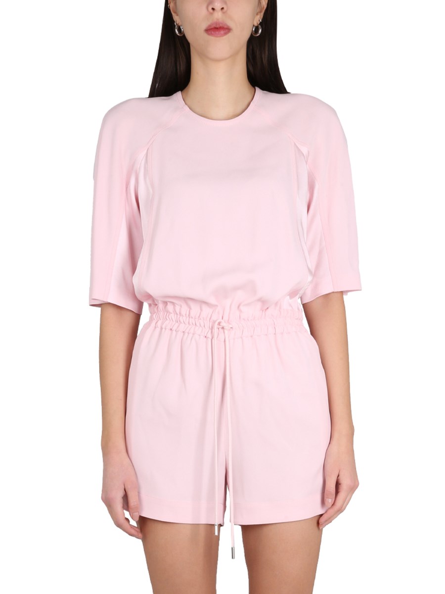 Boutique Moschino short-sleeve drawstring-waist playsuit - Pink