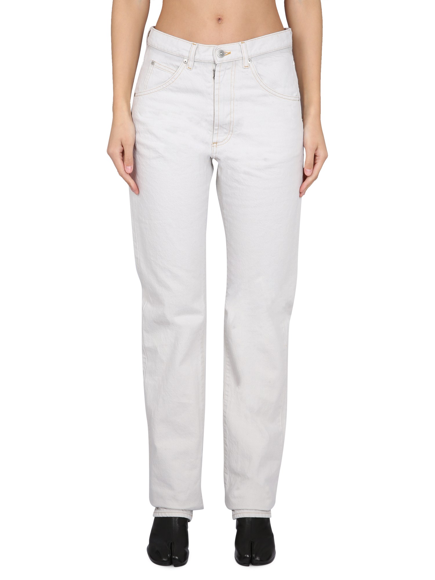 Maison Margiela Four-stitch Straight-leg Jeans In White