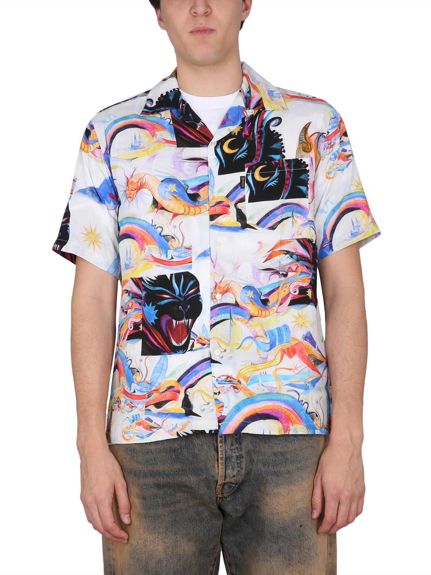 Shop Aries Panthera Hawaiian Shirt In Multicolour