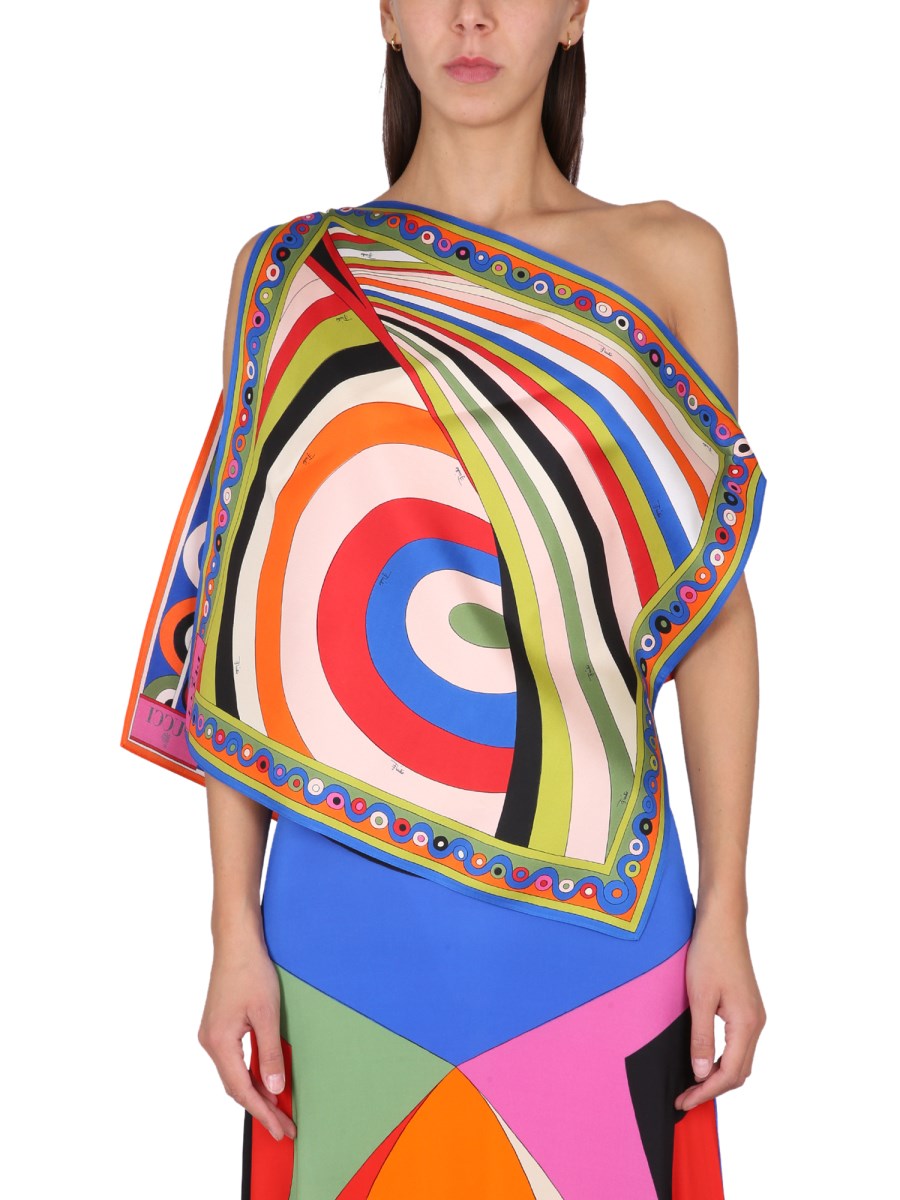 PUCCI - ONE-SHOULDER SILK TOP WITH IRIS PRINT - Eleonora Bonucci