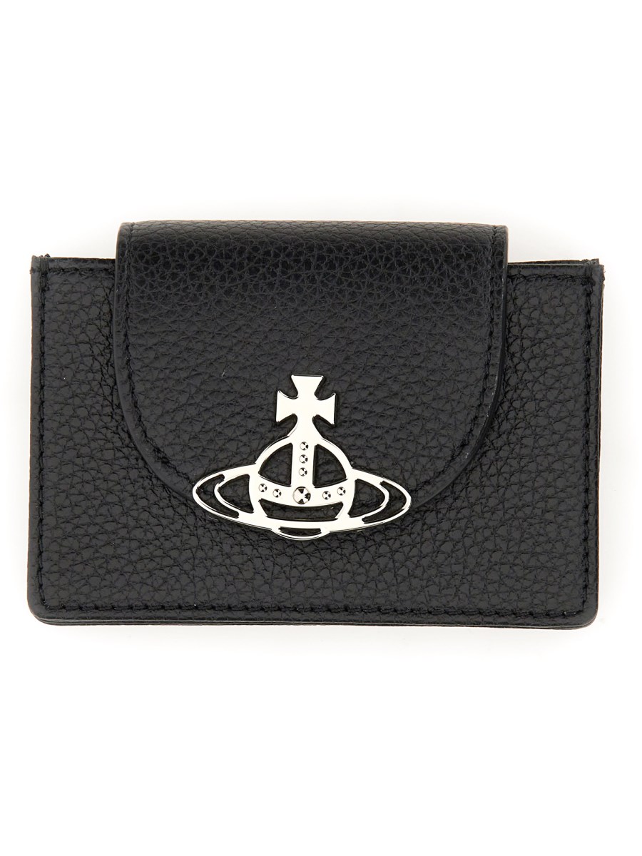 VIVIENNE WESTWOOD GRAINED LEATHER WALLET WITH ORB LOGO