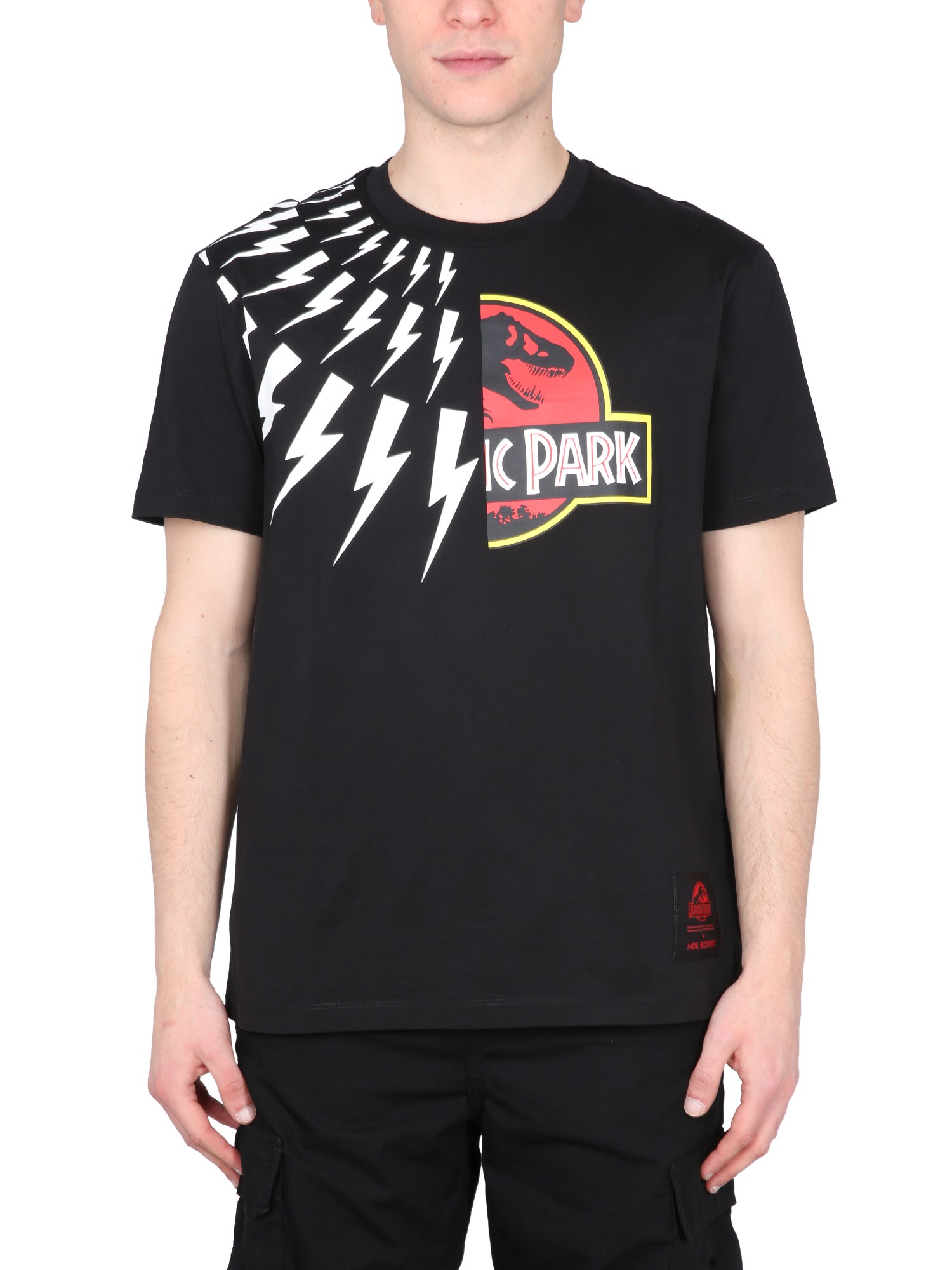 Shop Neil Barrett Jurassic Park T-shirt In Black