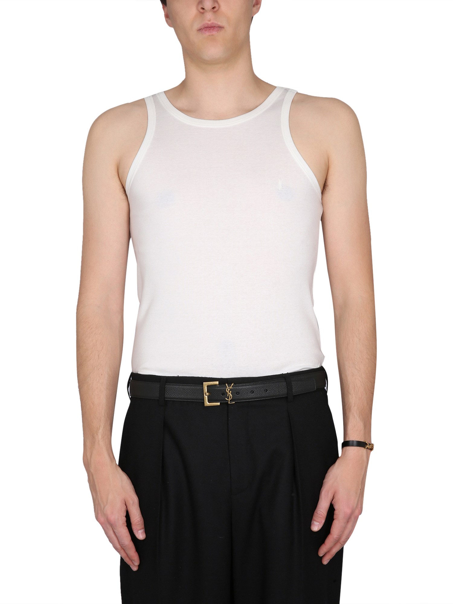 Saint Laurent Tank Top With Logo In White