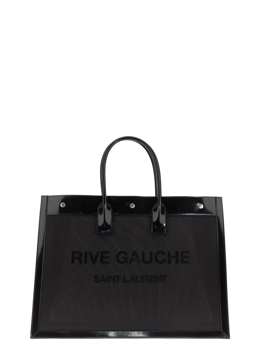 Saint Laurent Rive Gauche black canvas tote bag