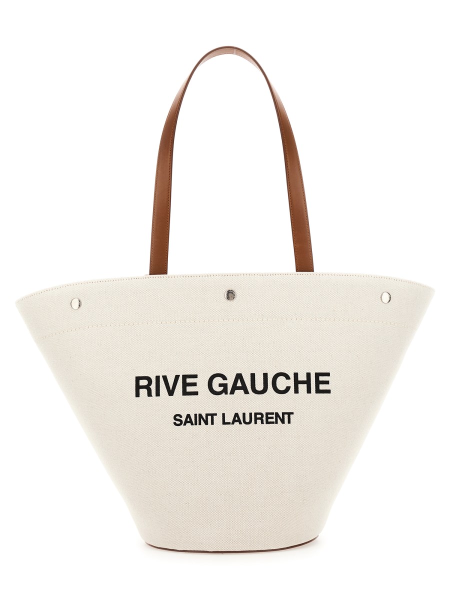 SAINT LAURENT BORSA TOTE RIVE GAUCHE IN TELA E PELLE VINTAGE