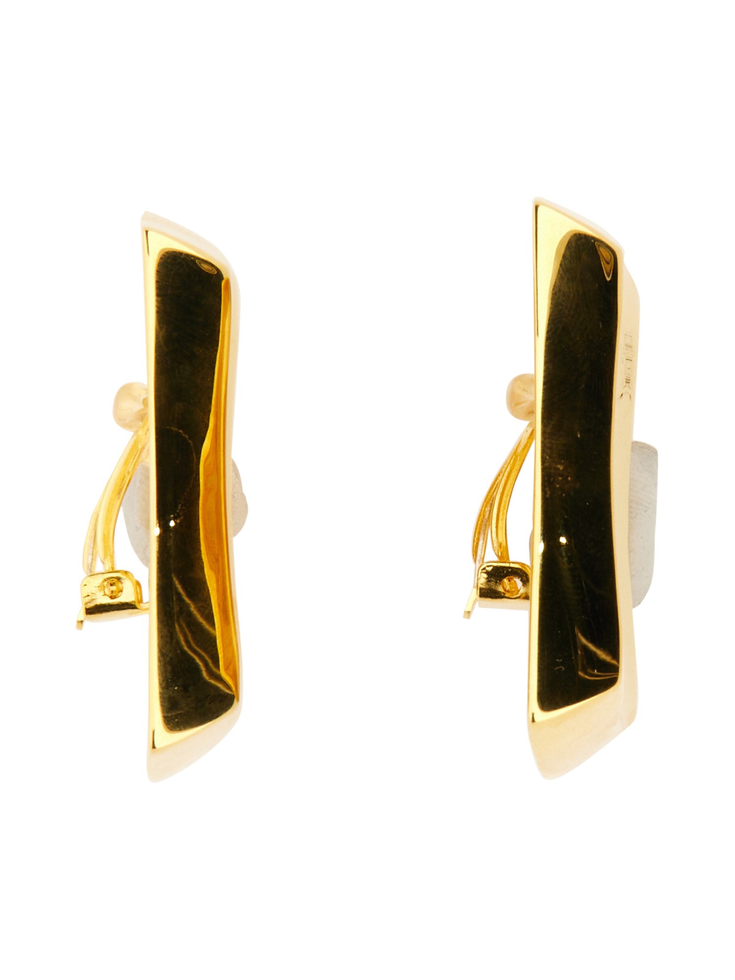 Saint Laurent Curved Square Earrings In Gold
