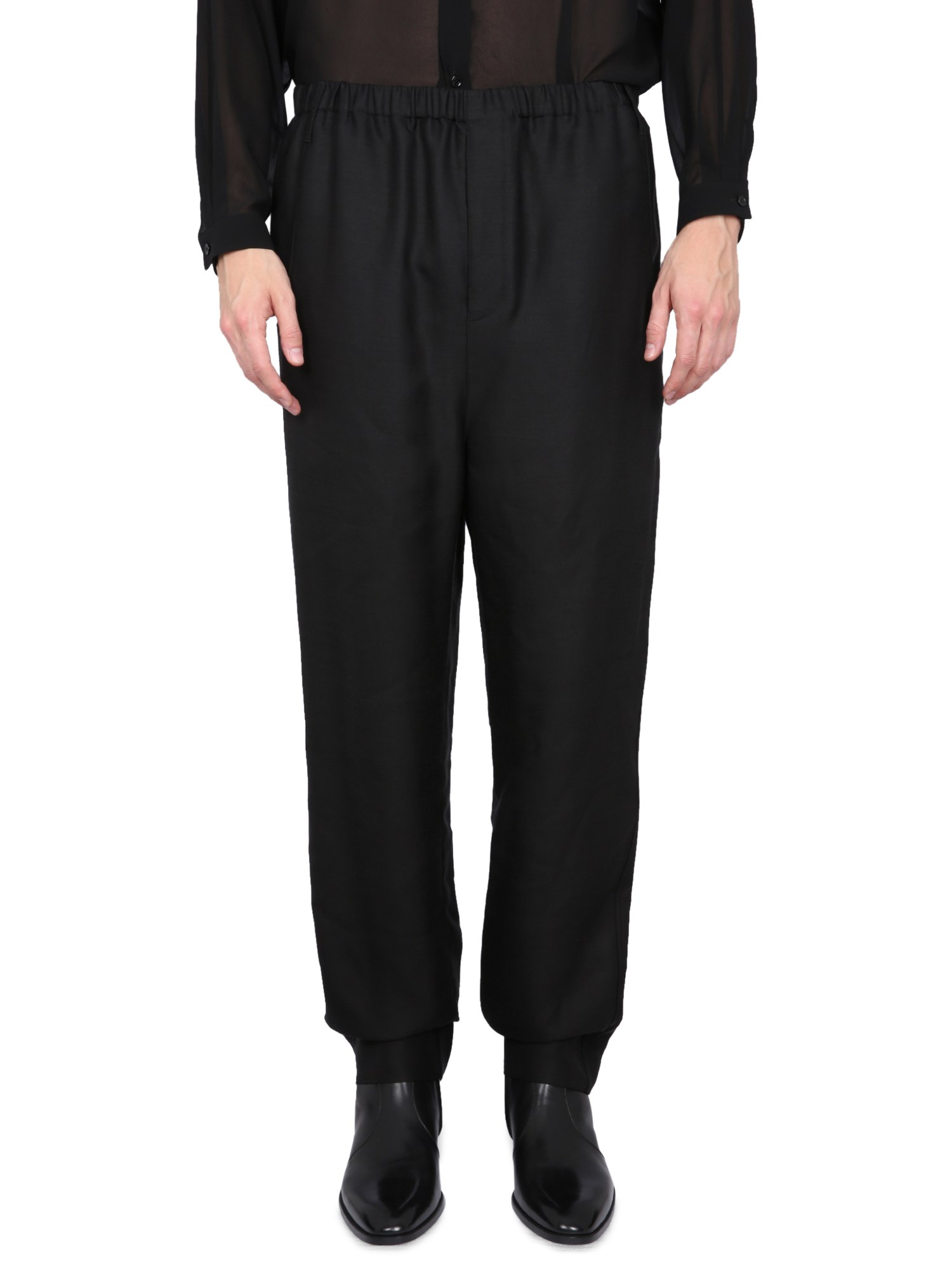 Saint Laurent High Waist Trousers In Black