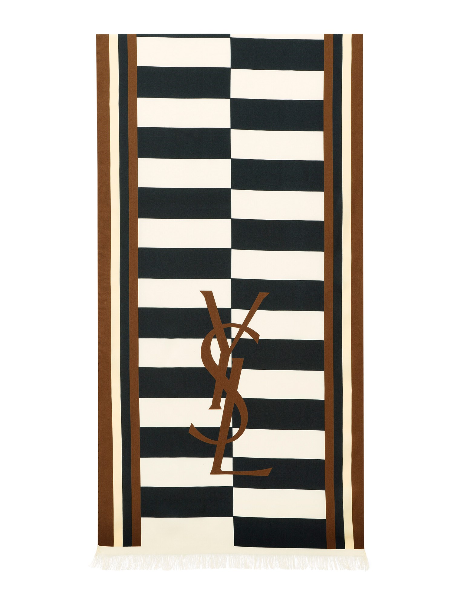 Saint Laurent Fringed Edges Silk Scarf For Men In Multicolour