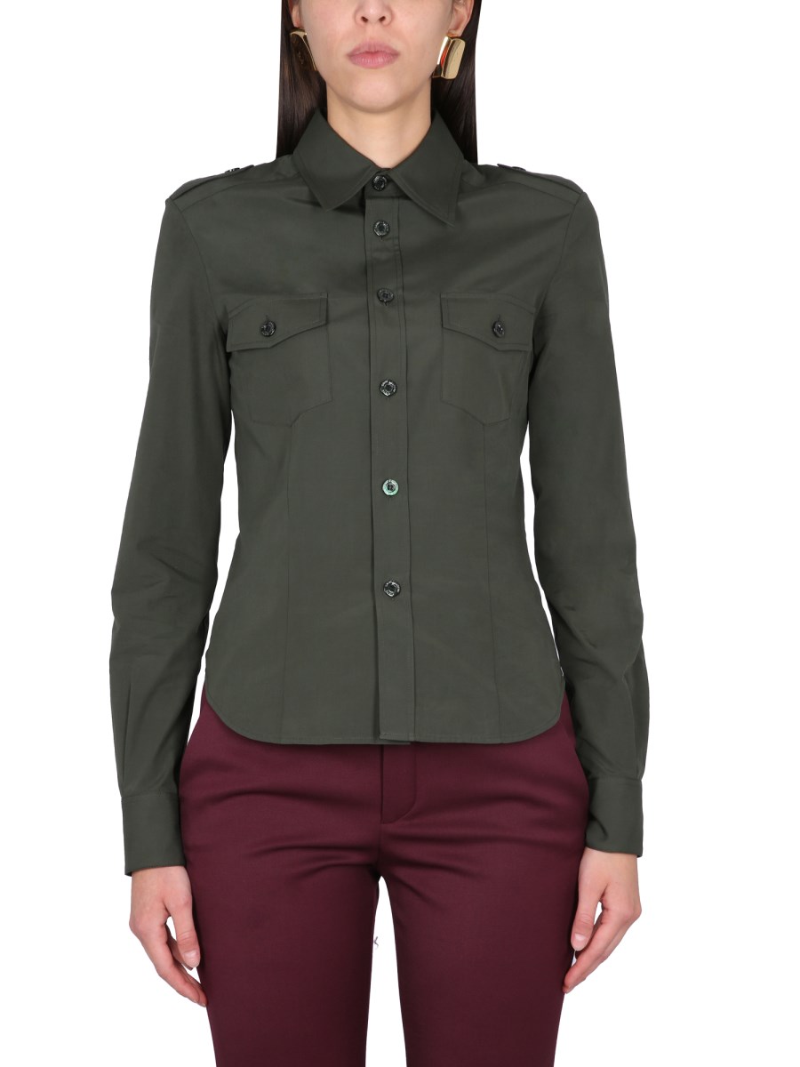 SAINT LAURENT CAMICIA MILITARE IN POPELINE DI COTONE