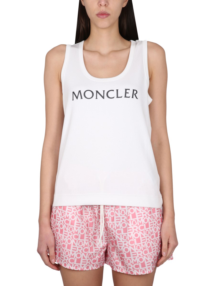 MONCLER TOP IN JERSEY DI COTONE CON STAMPA LOGO