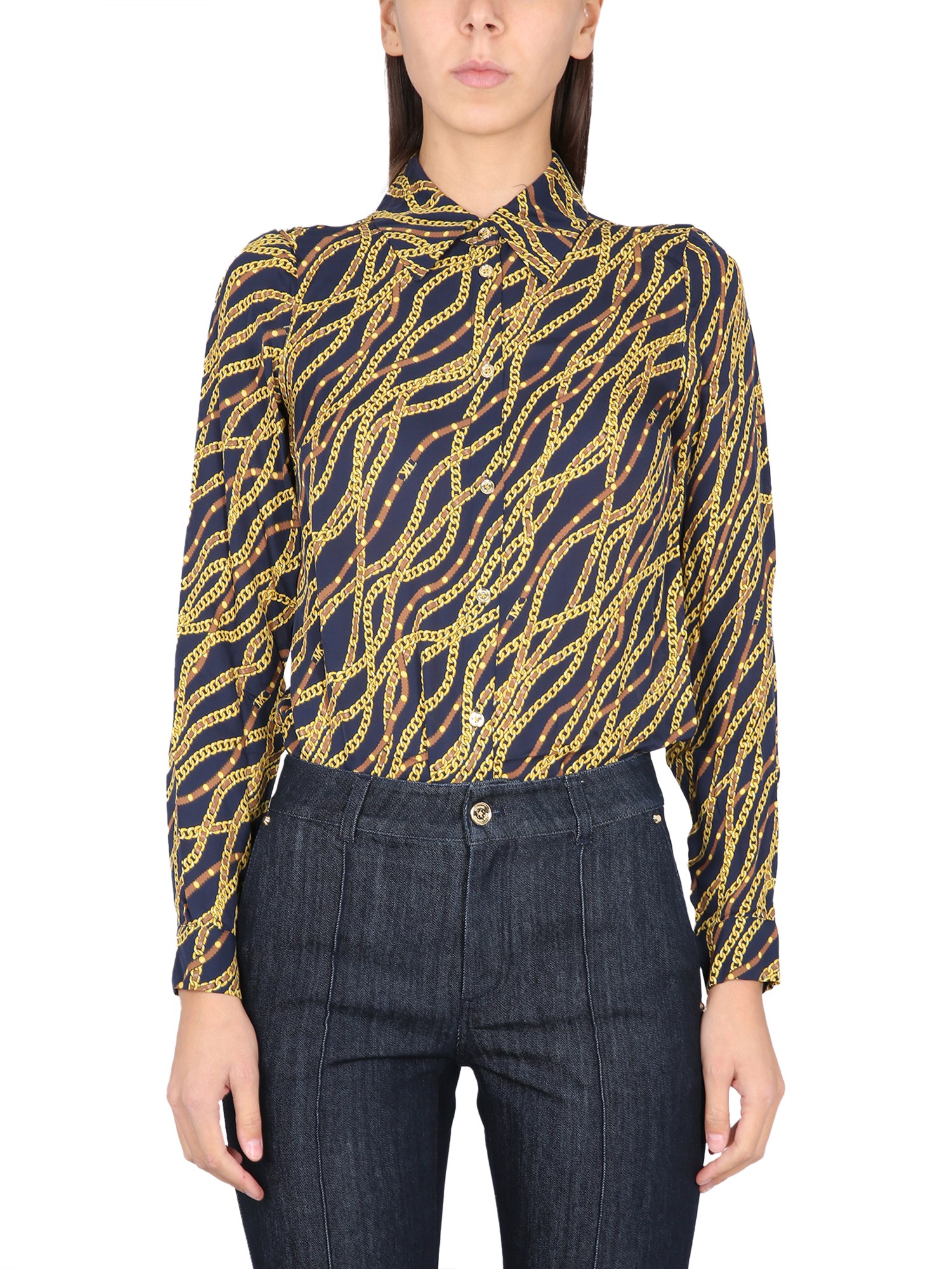 Shop Michael Michael Kors Silk Blend Shirt In Blue