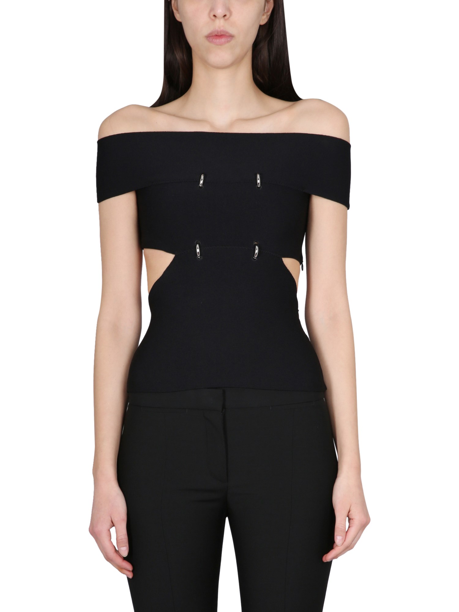 Shop Alexander Mcqueen Top With Cut-out Details In Black