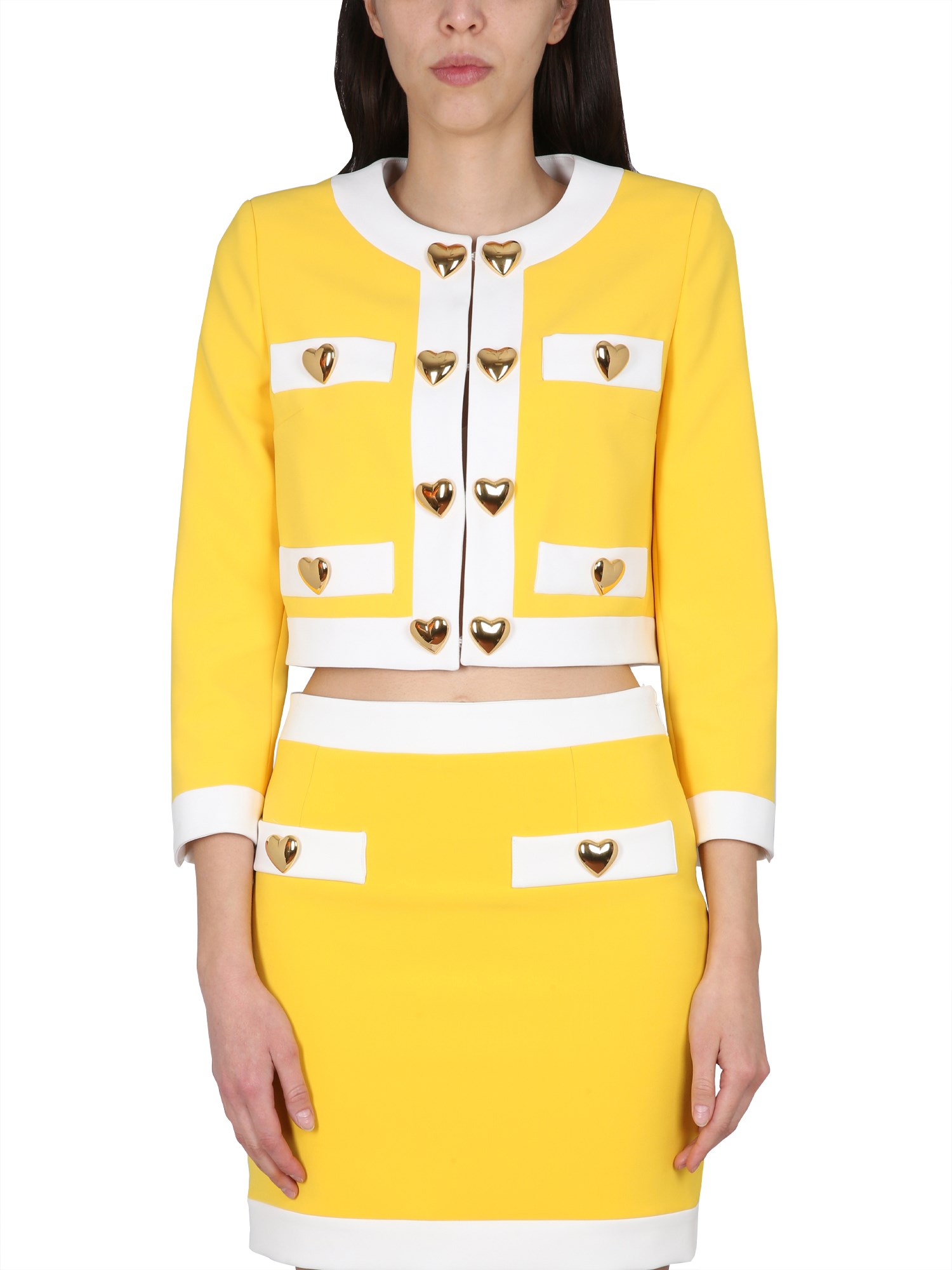 moschino heart buttons crepe jacket