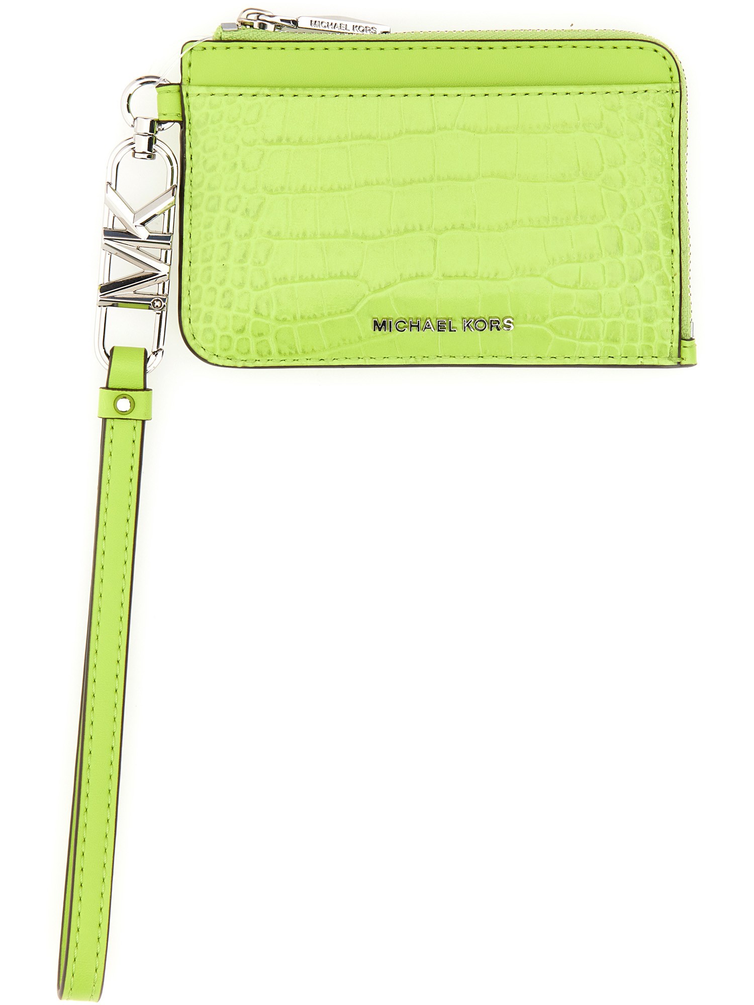 Shop Michael Michael Kors Leather Credit Card Holder In Green