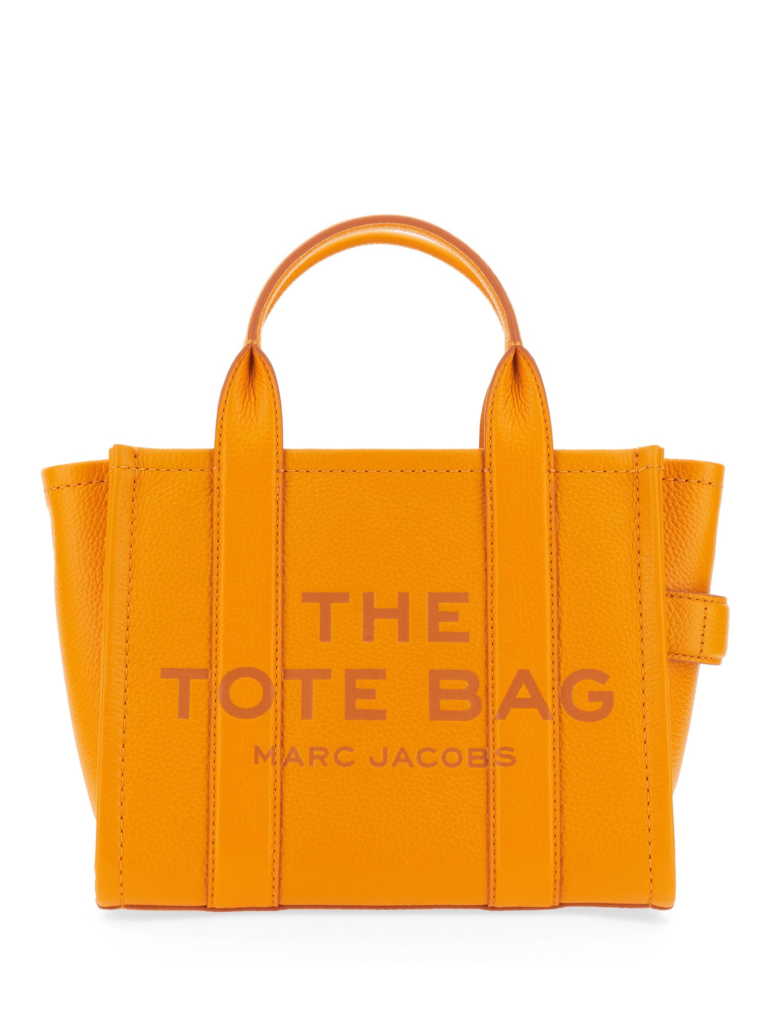 Orange-yellow Leather Mini tote bag with strap