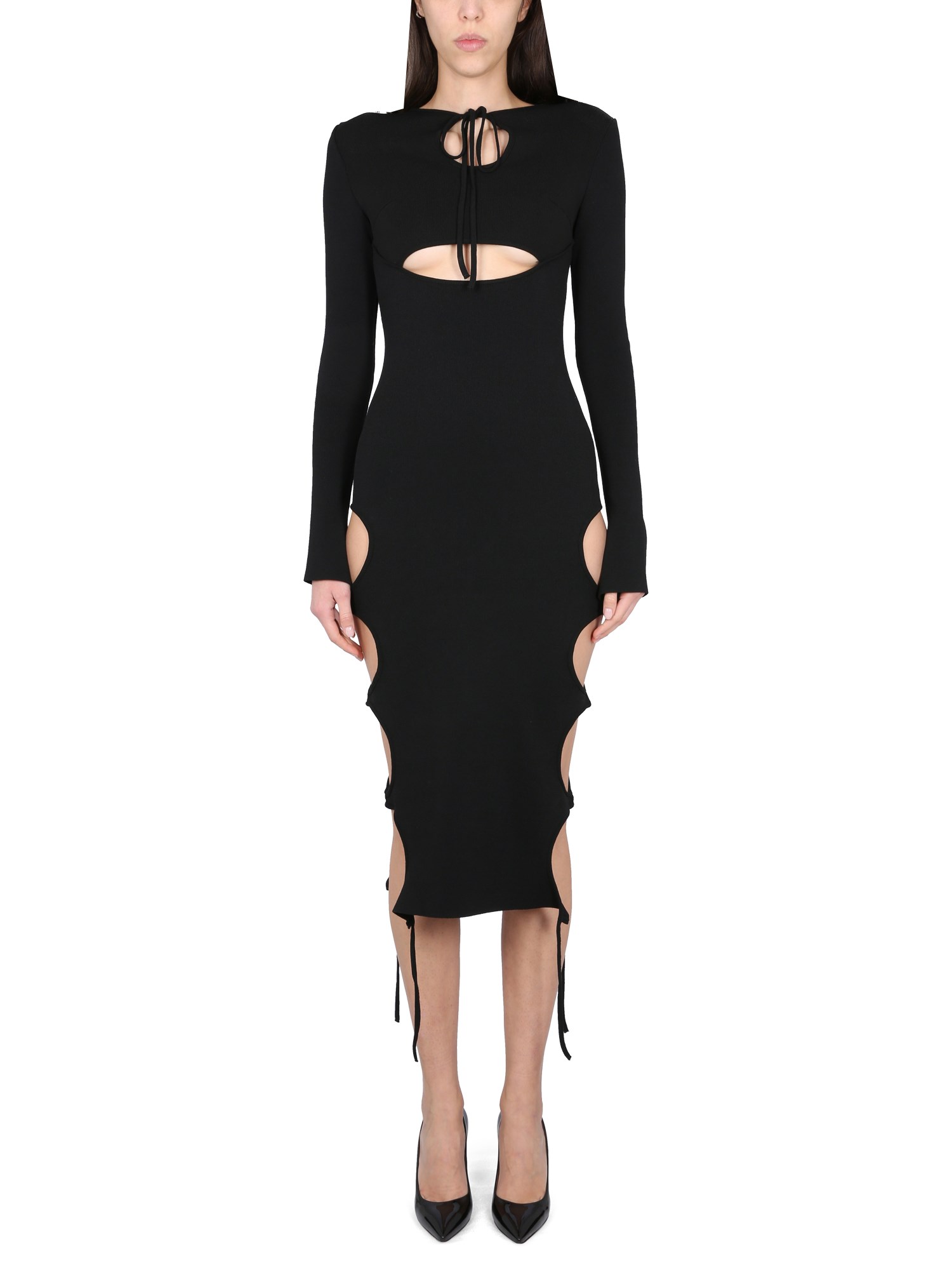 Shop Andreädamo Dress With Cut-out Details In Black