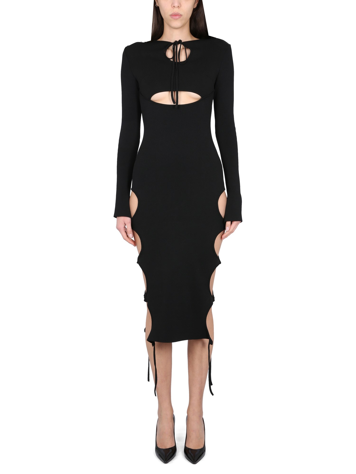 Andreädamo Midi Dress With Cut-out Details In Black
