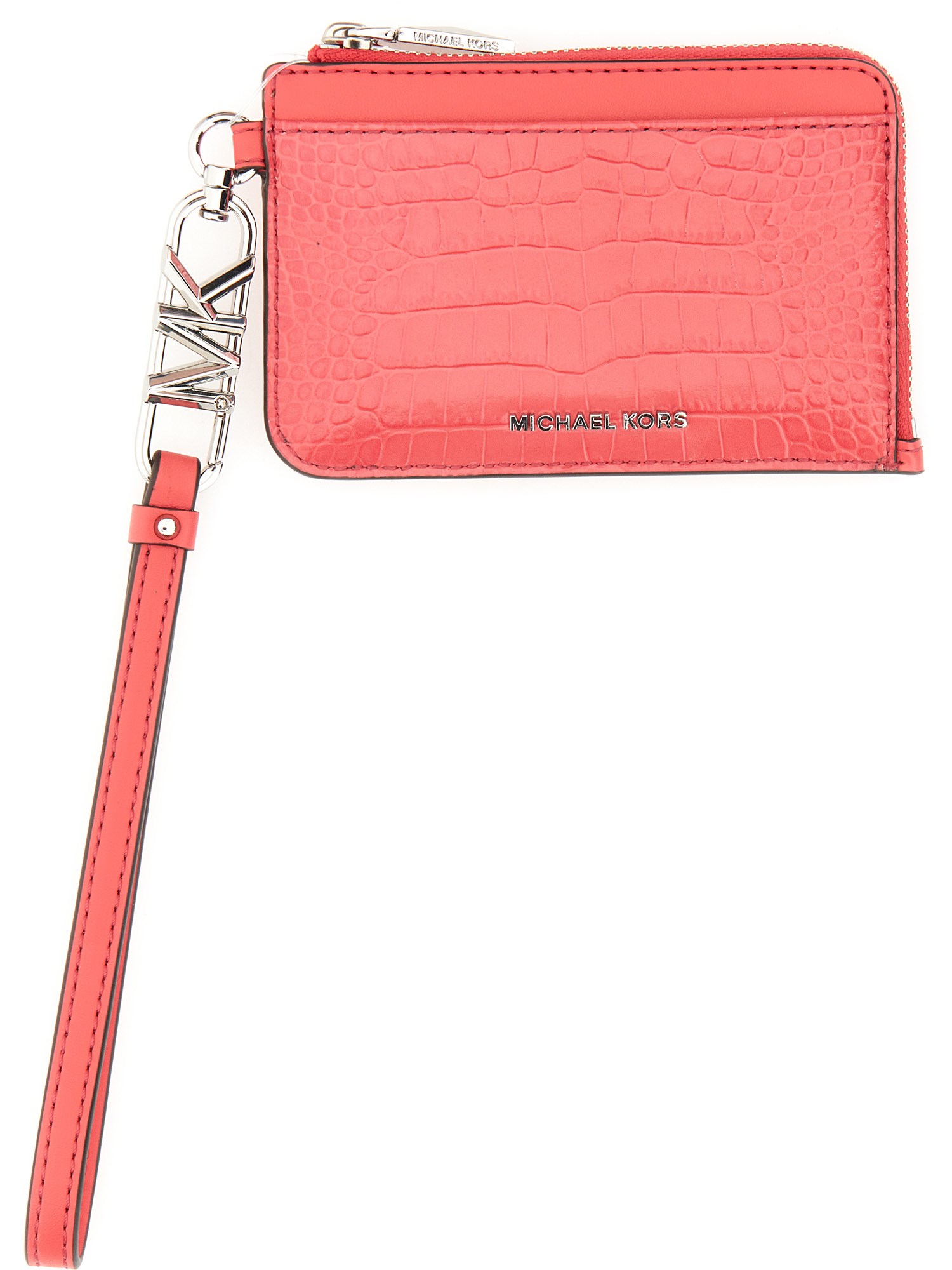 Shop Michael Michael Kors Leather Credit Card Holder In Fuchsia