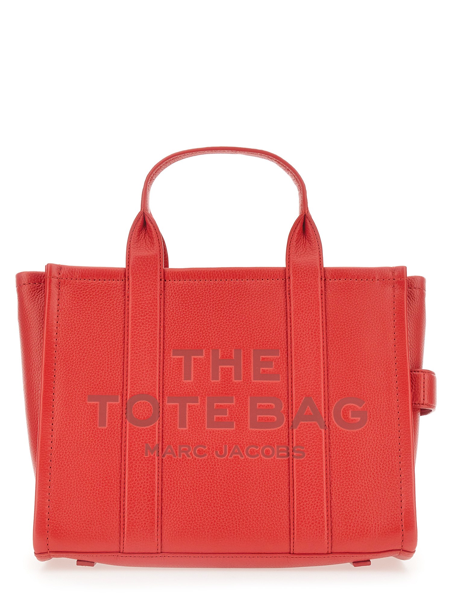Marc Jacobs The Leather Medium True Red Tote Bag In Red