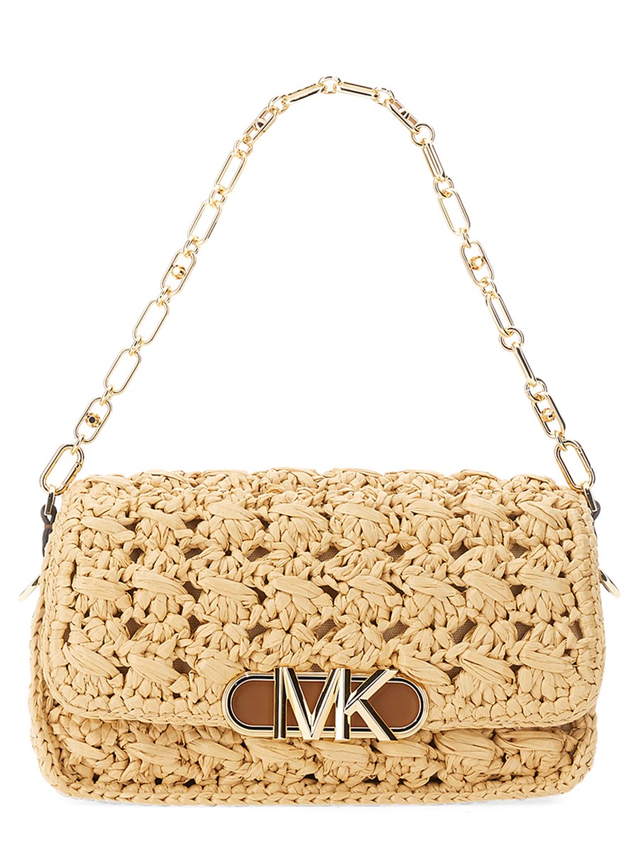 MICHAEL BY MICHAEL KORS PARKER MEDIUM WOVEN STRAW SHOULDER BAG