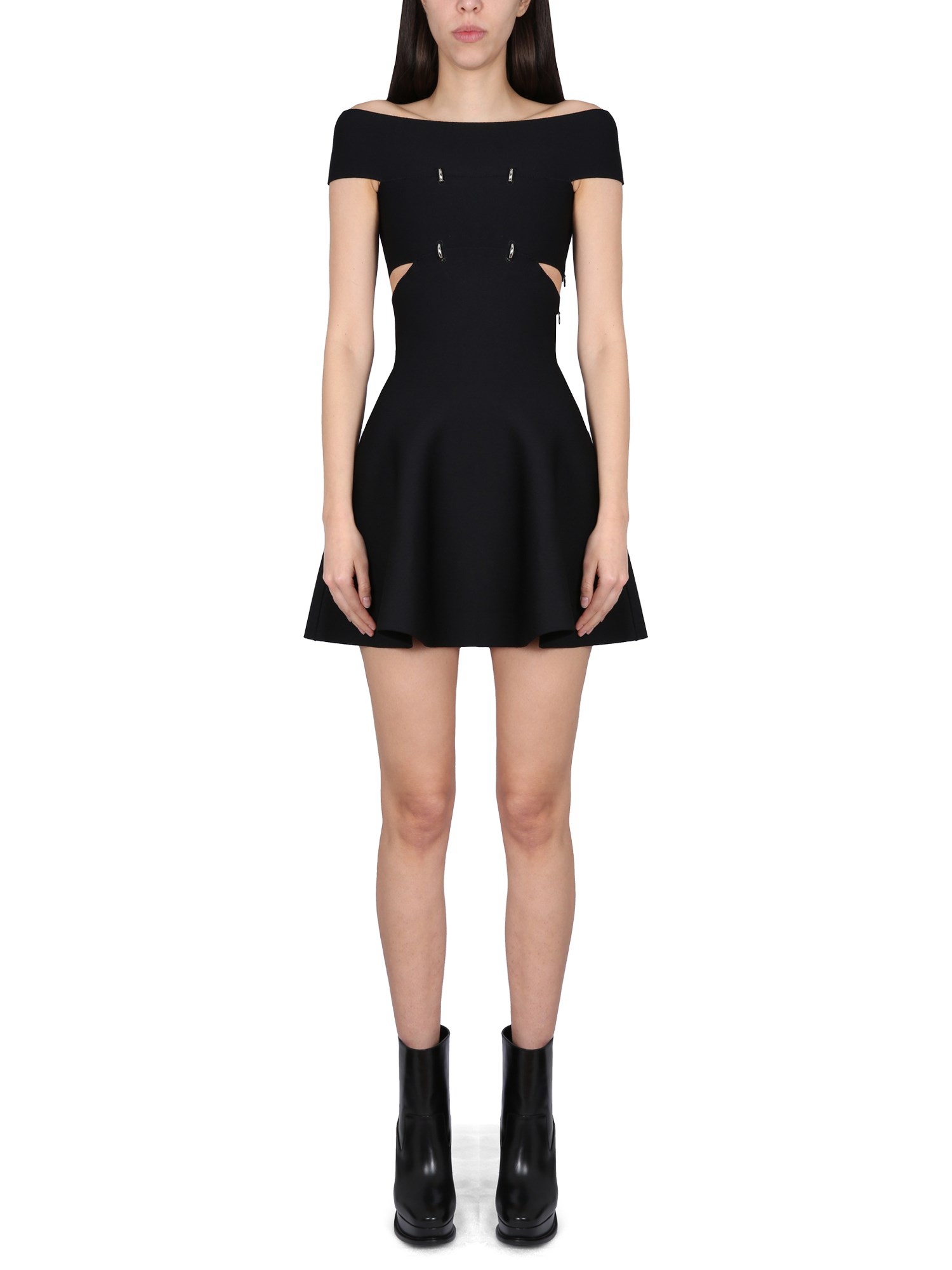 Shop Alexander Mcqueen Mini Dress With Bare Shoulders In Black