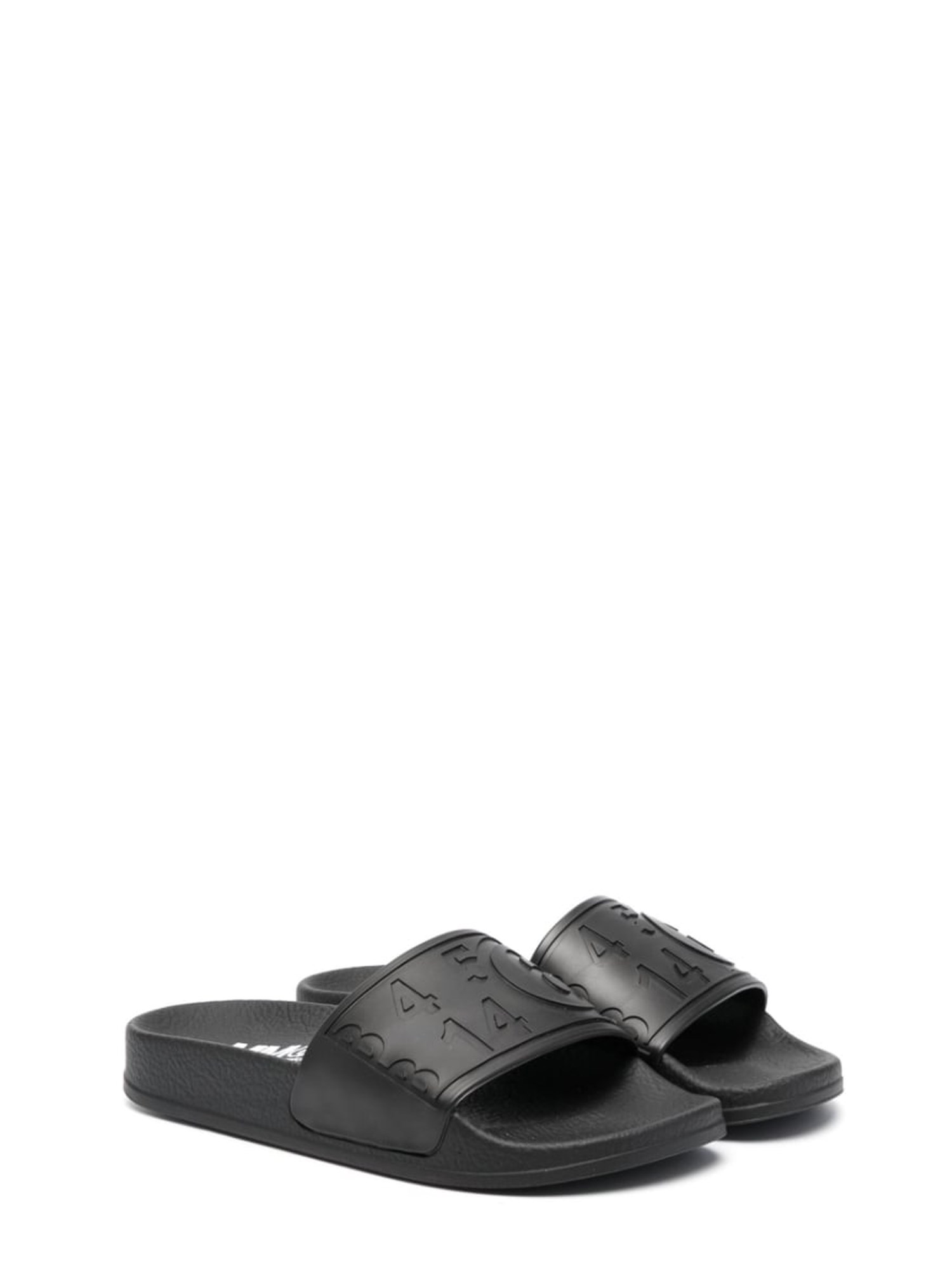 Mm6 Maison Margiela Debossed Logo Slides In Black
