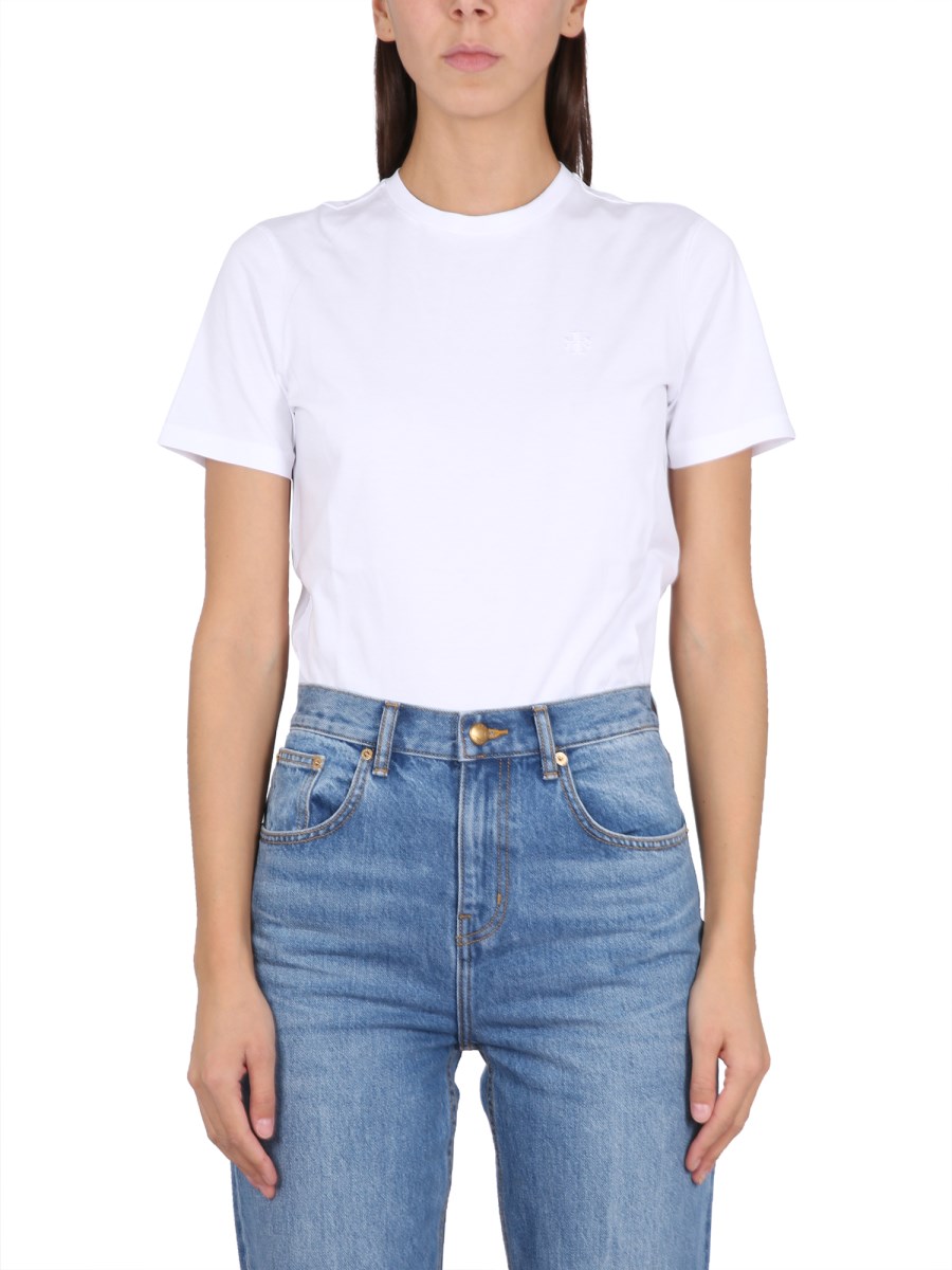 TORY BURCH T-SHIRT IN JERSEY DI COTONE CON PATCH LOGO