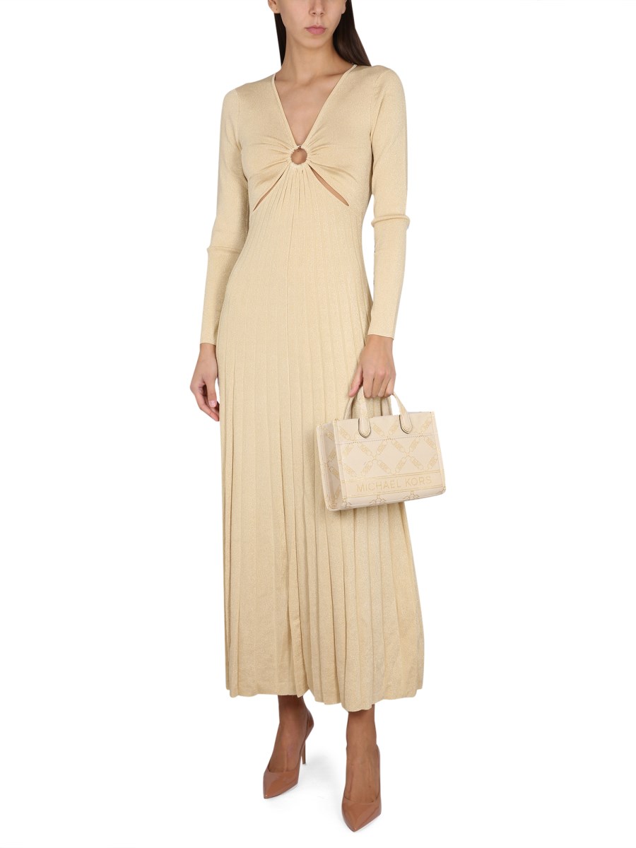 MICHAEL BY MICHAEL KORS METALLIC STRETCH KNIT MAXI DRESS WITH RING Eleonora Bonucci