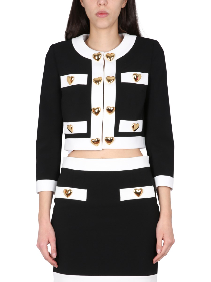 MOSCHINO GIACCA IN CRÊPE HEART BUTTONS