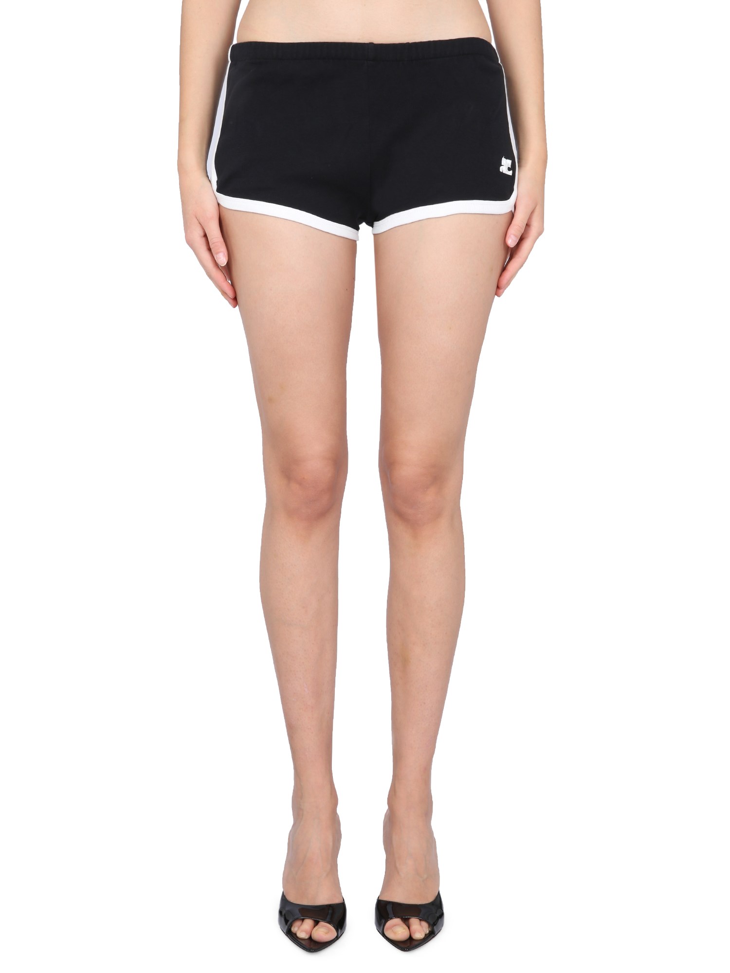 Courrèges Contrasting-trim Logo Shorts In Black