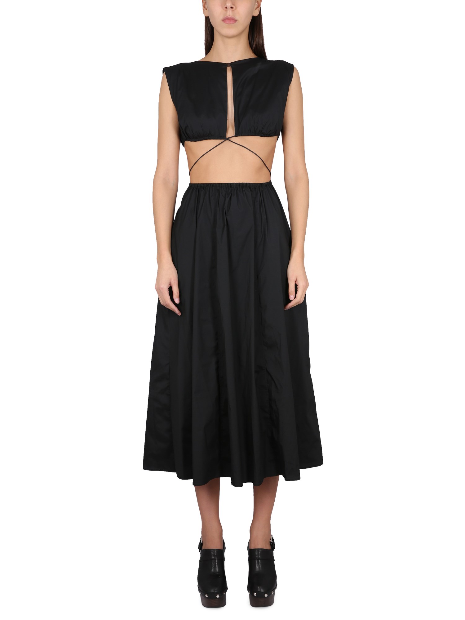 Philosophy Di Lorenzo Serafini Midi Dress With Cut Out Details In Black